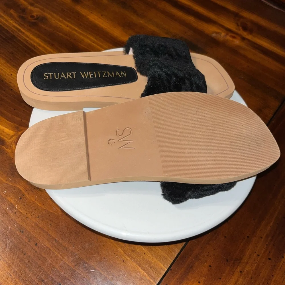Stuart Weitzman Cammy Faux Fur Slides - Picture 3 of 4